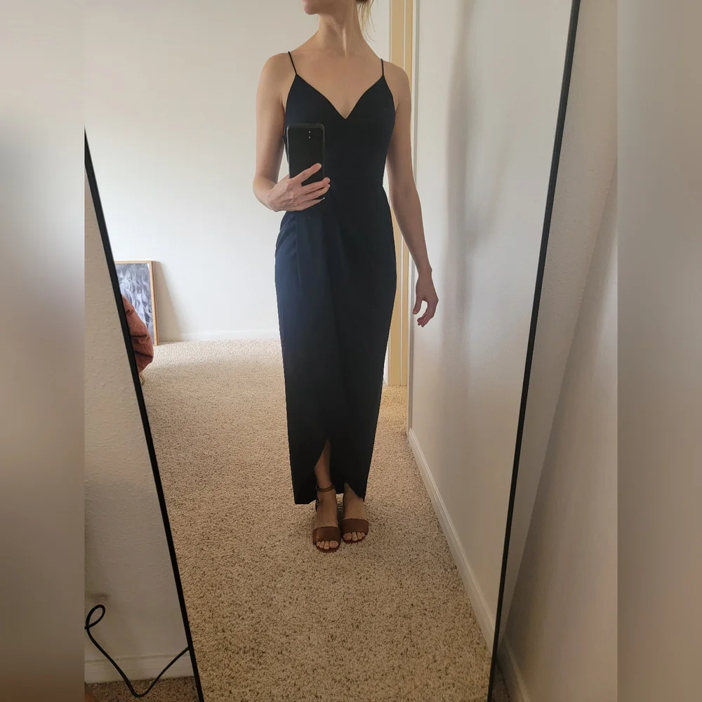 NWT Shona Joy Draped Cocktail Dress In Navy - Picture 4 of 10